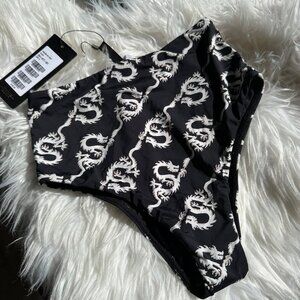 NWT VIX Paula Hermanny Swim Bottom Dragon Print Womens Size Small High Waist
